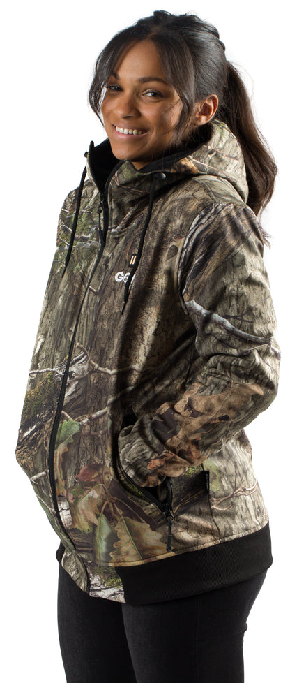 Shadow Womens Heated Hunting Hoodie - Mossy Oak Camo